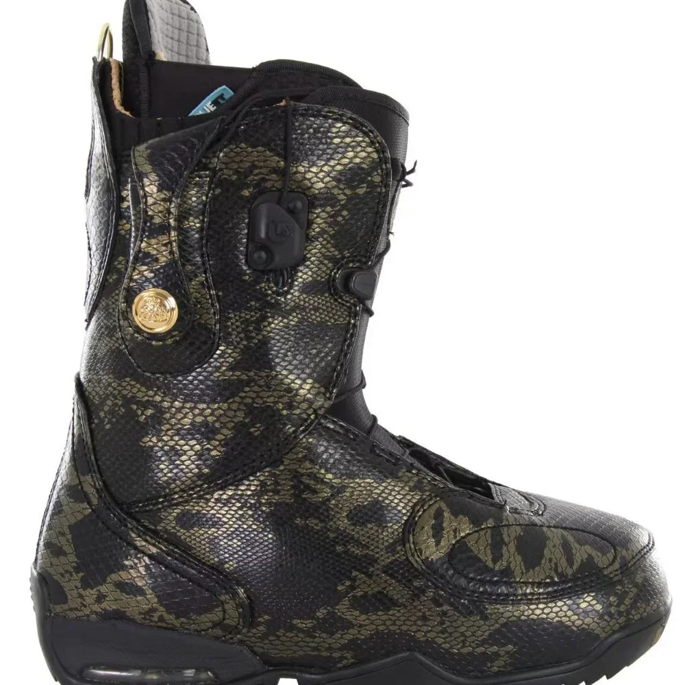 NEW $295 Burton Modern Womens Snowboard Boots! 5 6  Black & Gold Snakeskin Bling
